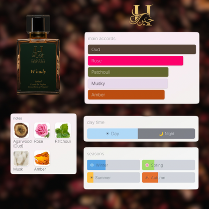 W'oudy by Haneen ~ Wrapped in oud, kissed by rose.